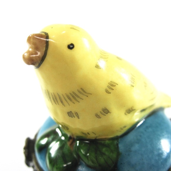 Vintage Enesco, Bird Ring Box, Figural, Ceramic, Yellow, Gift Idea, Collectible - Picture 3 of 10
